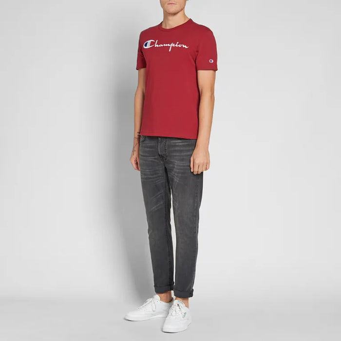 Champion Reverse Weave Script Logo T-Shirt Red