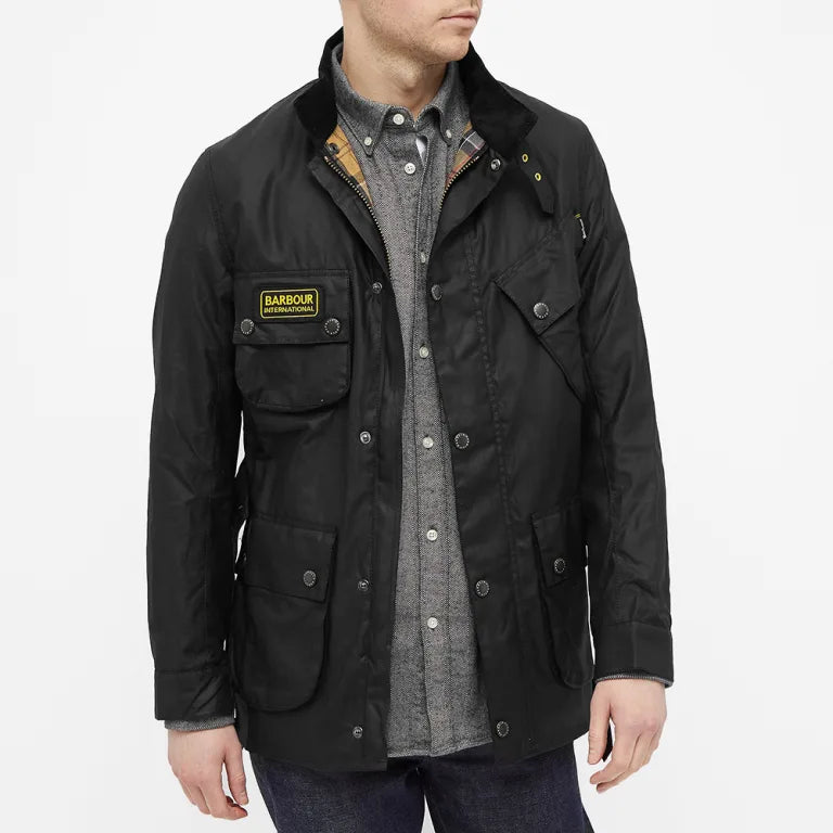 Barbour International Slim International Wax Jacket Black