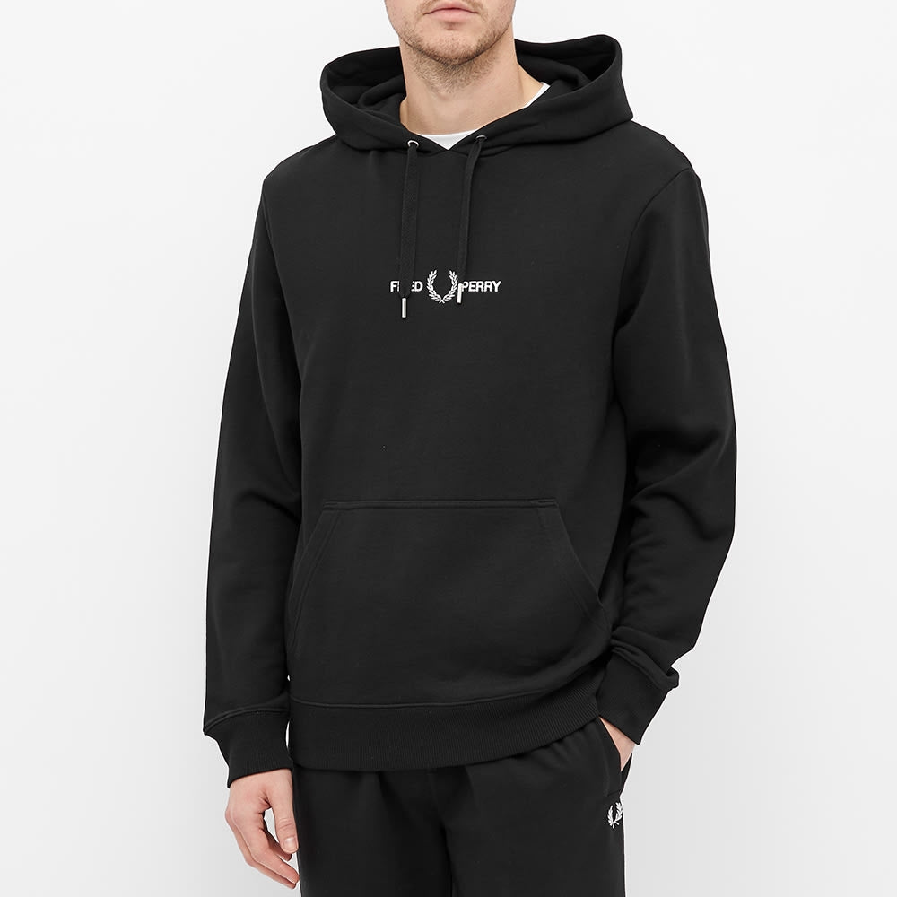 Fred Perry Embroidered Hooded Sweatshirt Black