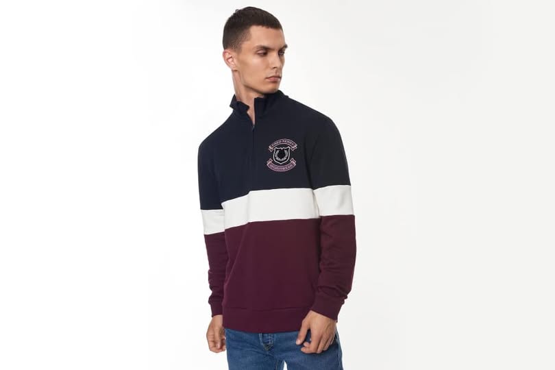 Fred Perry Embroidered Shield Half Zip Sweat Navy