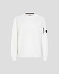 C.P. Company Diagonal Raised Fleece Crew Neck Sweatshirt Gauze White