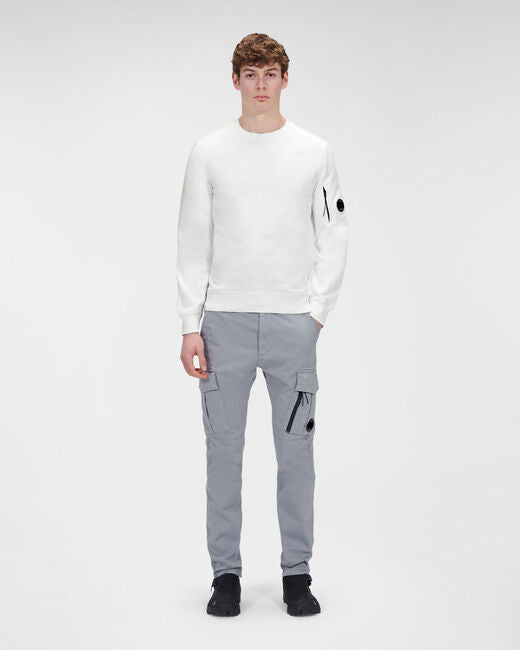 C.P. Company Diagonal Raised Fleece Crew Neck Sweatshirt Gauze White