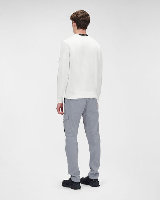 C.P. Company Diagonal Raised Fleece Crew Neck Sweatshirt Gauze White
