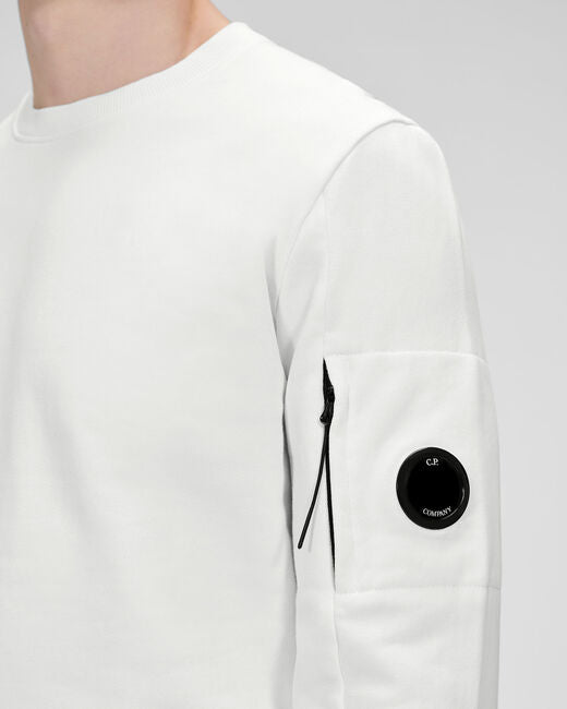 C.P. Company Diagonal Raised Fleece Crew Neck Sweatshirt Gauze White