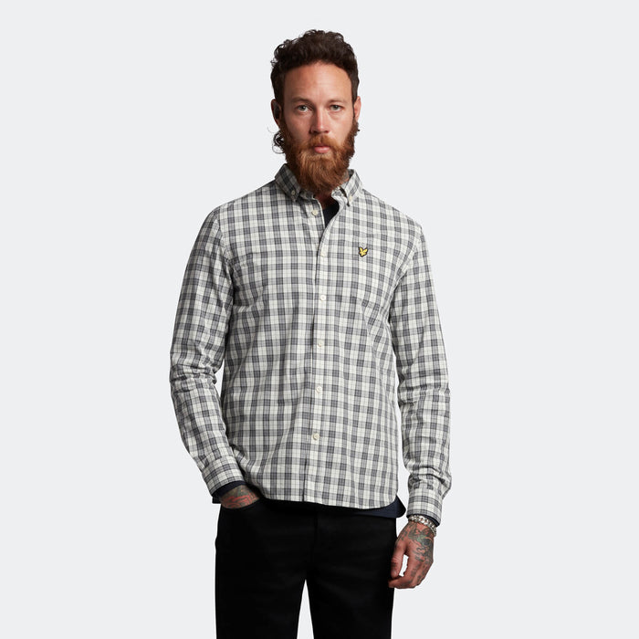 Lyle &amp; Scott Check Poplin Shirt Mid Grey Marl / Touchline White