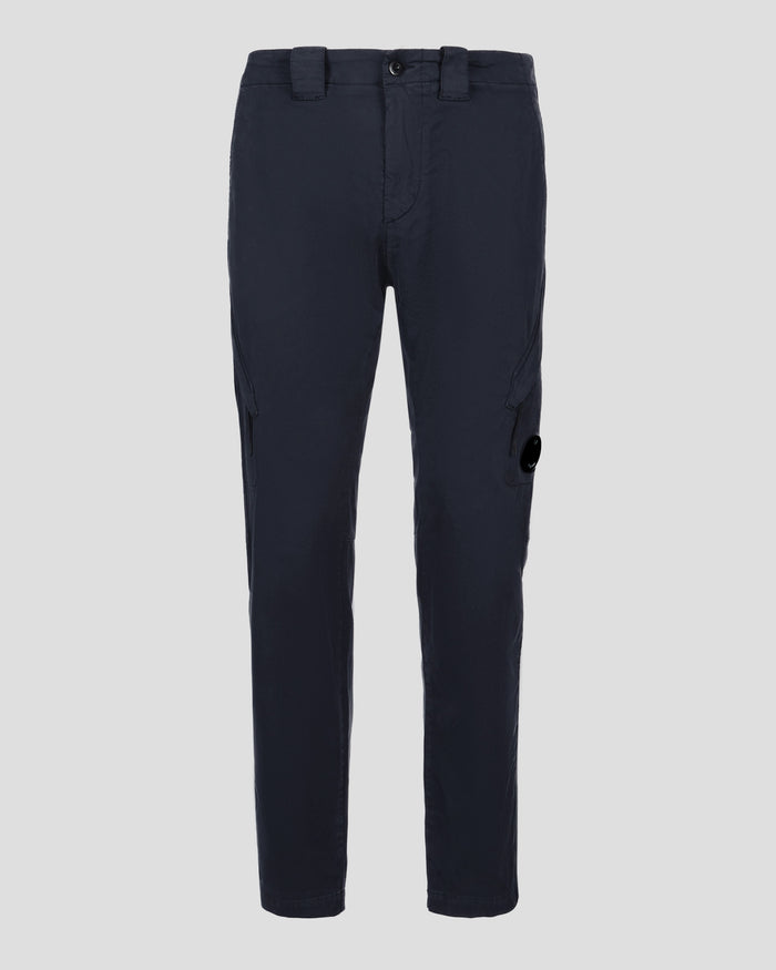 C.P. Company Stretch Sateen Cargo Pants Ergonomic 138A Fit Total Eclipse Blue