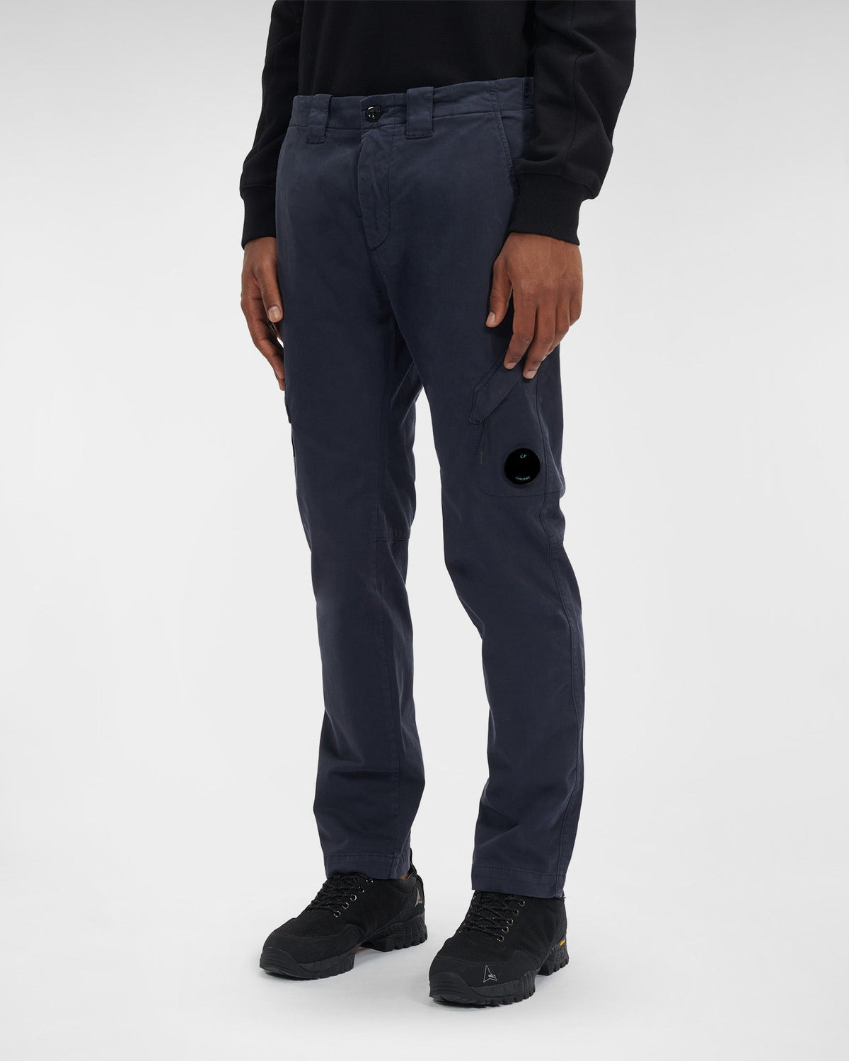 C.P. Company Stretch Sateen Cargo Pants Ergonomic 138A Fit Total Eclipse Blue