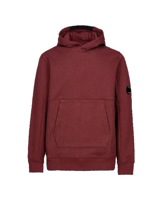 C.P. Company Diagonal Raised Fleece Pullover Hoodie Port Royal Red