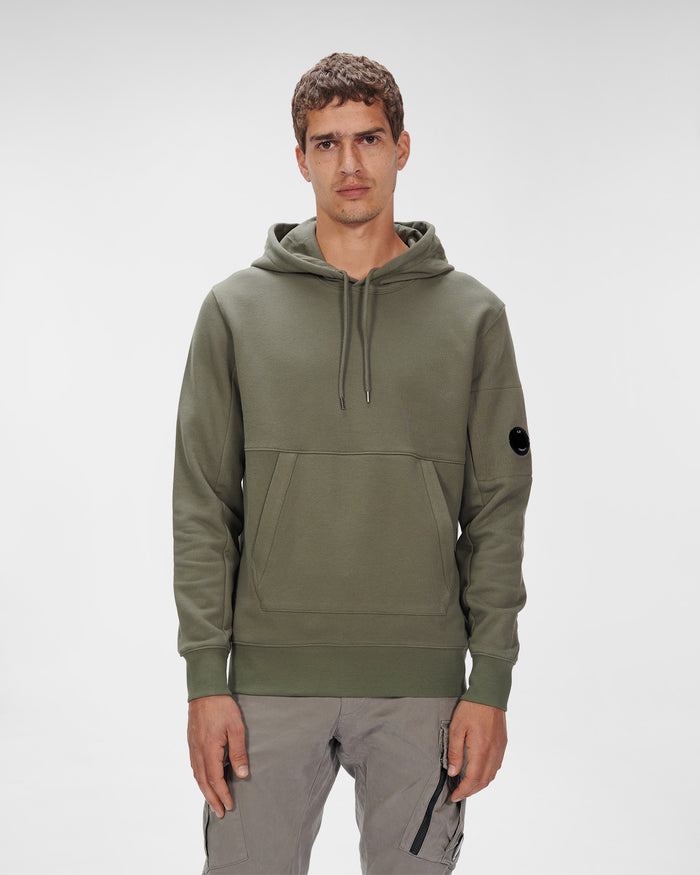 C.P. Company Diagonal Raised Fleece Pullover Hoodie Thyme Green