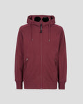 C.P. Company Diagonal Raised Fleece Goggle Hoodie Port Royal Red