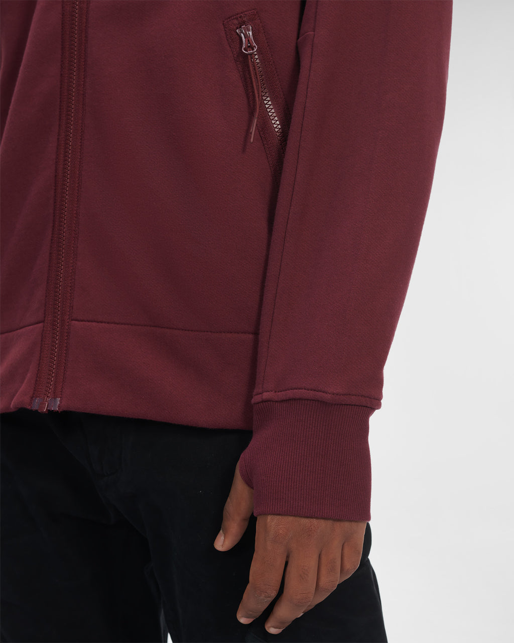 C.P. Company Diagonal Raised Fleece Goggle Hoodie Port Royal Red