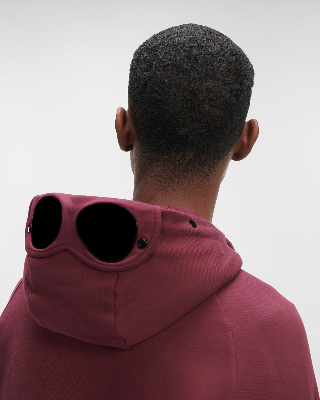 C.P. Company Diagonal Raised Fleece Goggle Hoodie Port Royal Red