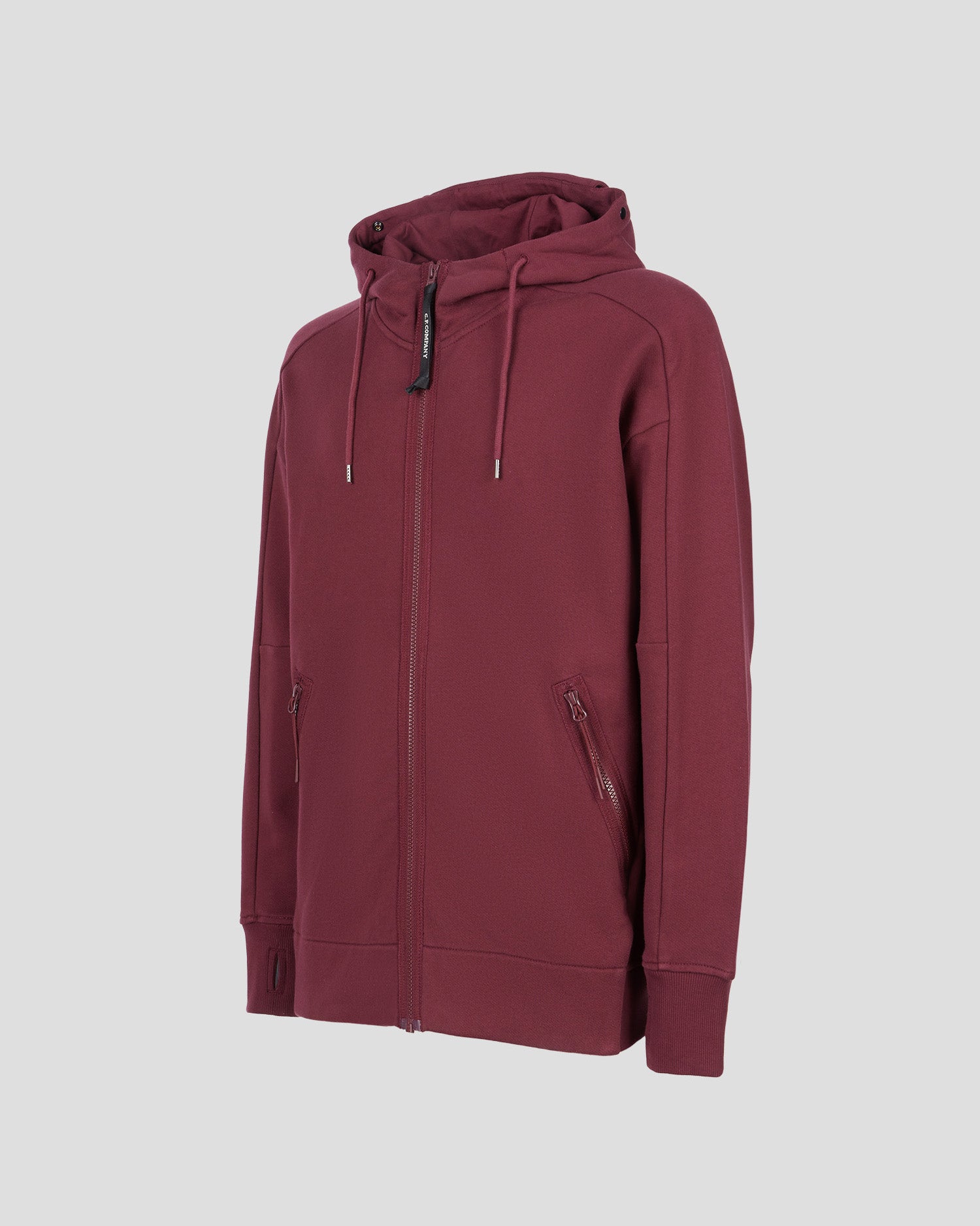 C.P. Company Diagonal Raised Fleece Goggle Hoodie Port Royal Red