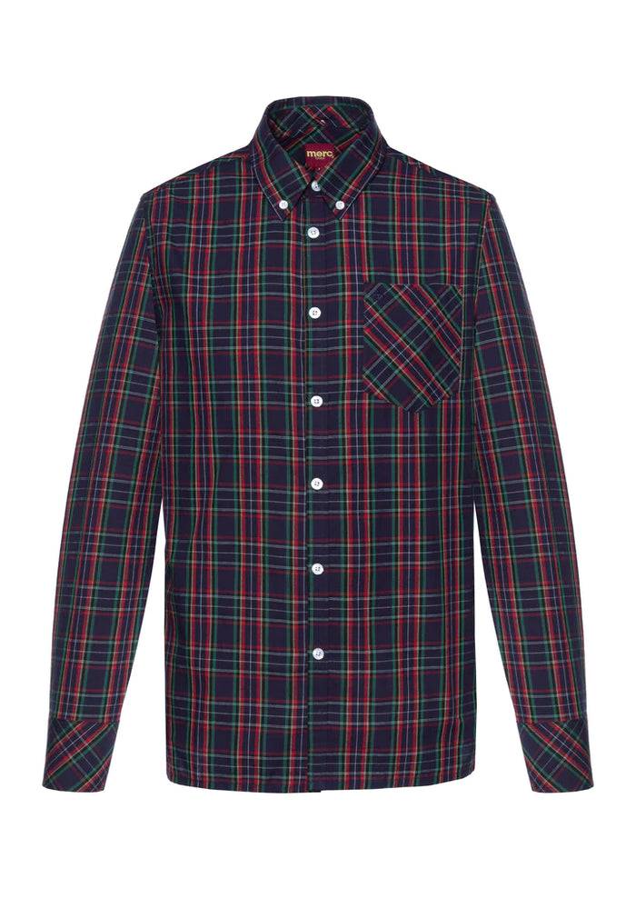 Merc Tartan Check Botton Down Shirt Neddy Navy