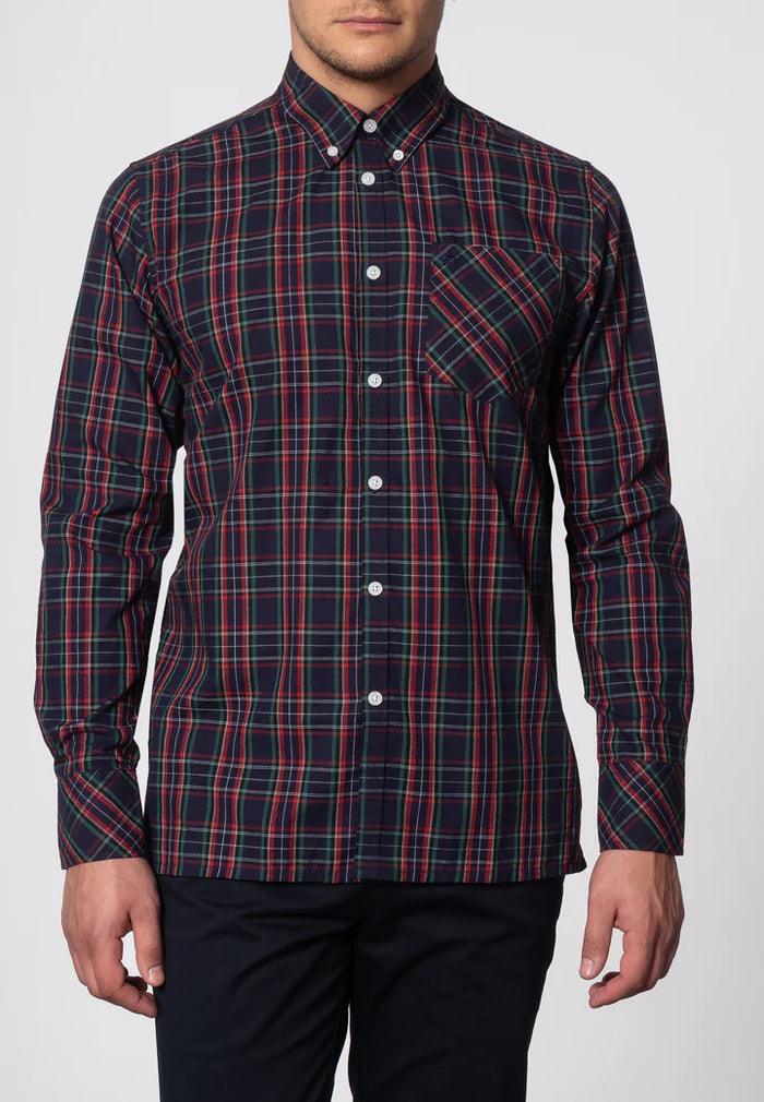 Merc Tartan Check Botton Down Shirt Neddy Navy