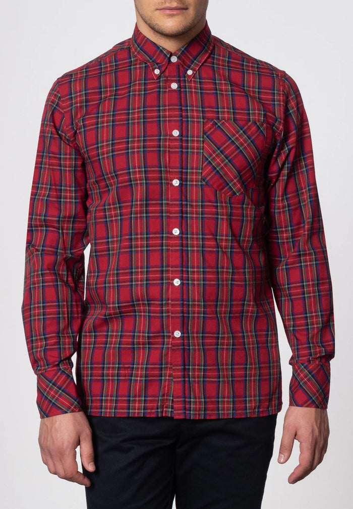 Merc Tartan Check Botton Down Shirt Neddy Red