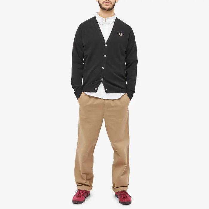 Fred Perry Reissues Made In Italy Lambswool Cardigan Black