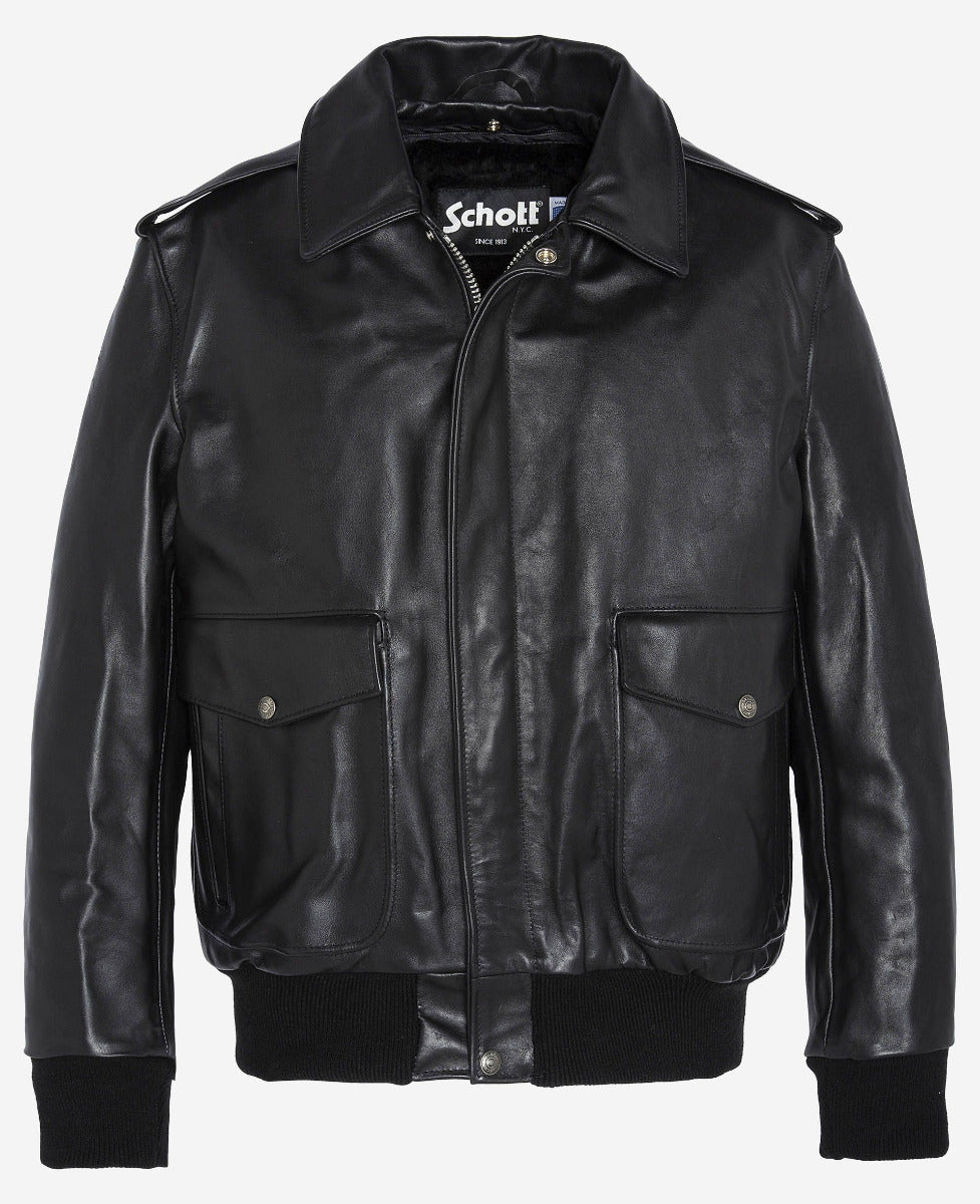 Schott NYC Iconic A-2 Flight Jacket Made In USA Black