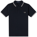Fred Perry Slim Fit Twin Tipped Polo Navy Snow White Light Oyster