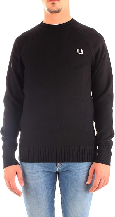 Fred Perry Contrast Texture Crew Neck Jumper Black