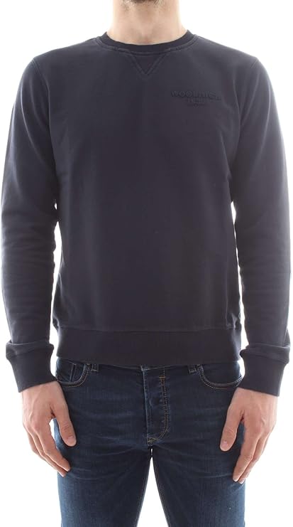 Woolrich Basic Logo Crew Neck Navy