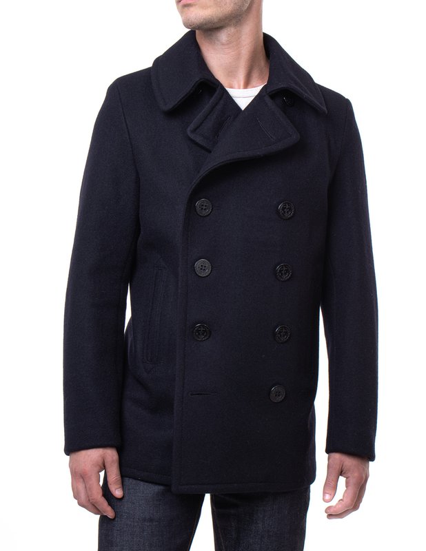 Schott NYC Slim Fit Peacoat Made In USA Navy