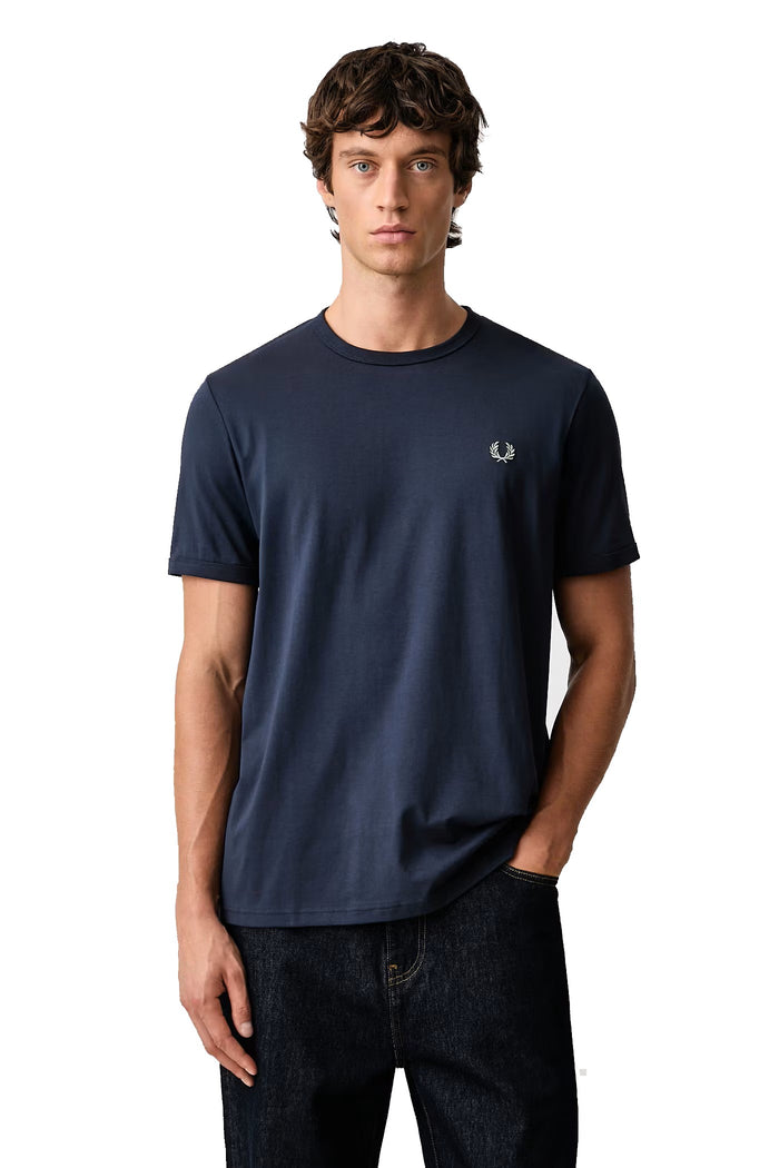 Fred Perry Ringer T-Shirt 738 Navy