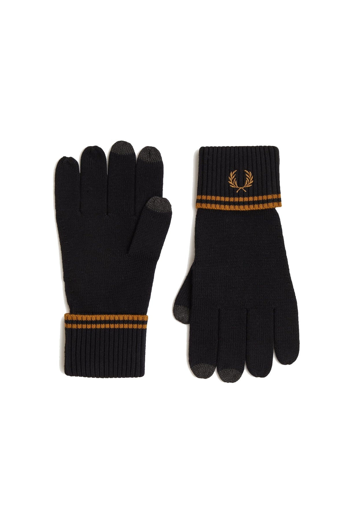 Fred Perry Guantes de lana merina con doble ribete C3318