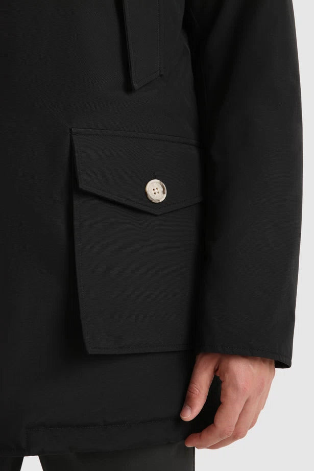 Woolrich Arctic Parka in Ramar with Detachable Fur Trim Black