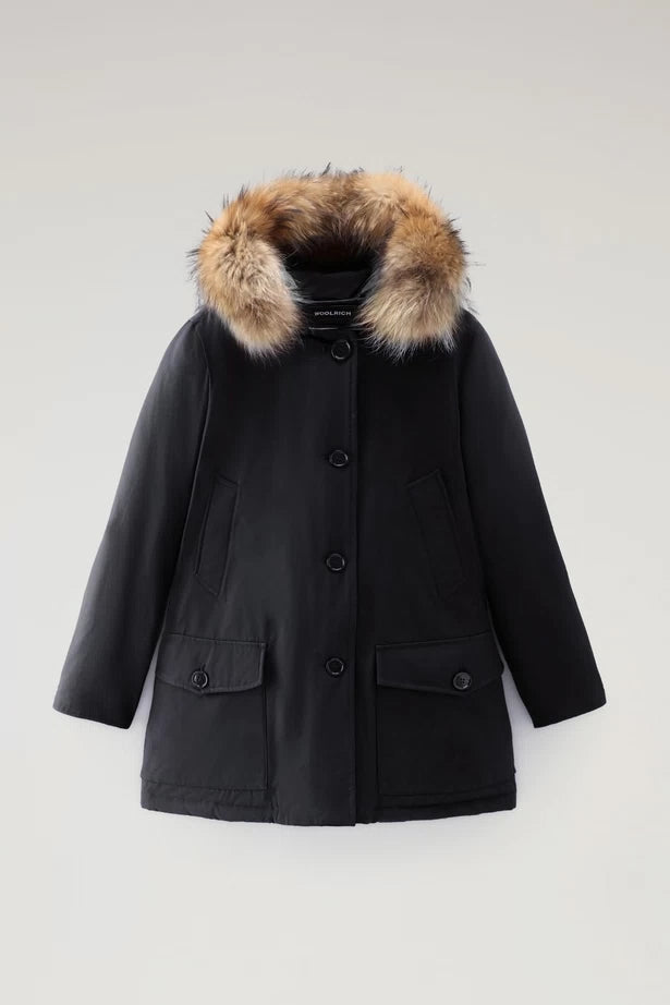 Woolrich Woman Arctic Parka in Ramar with Detachable Fur Trim Dark Navy