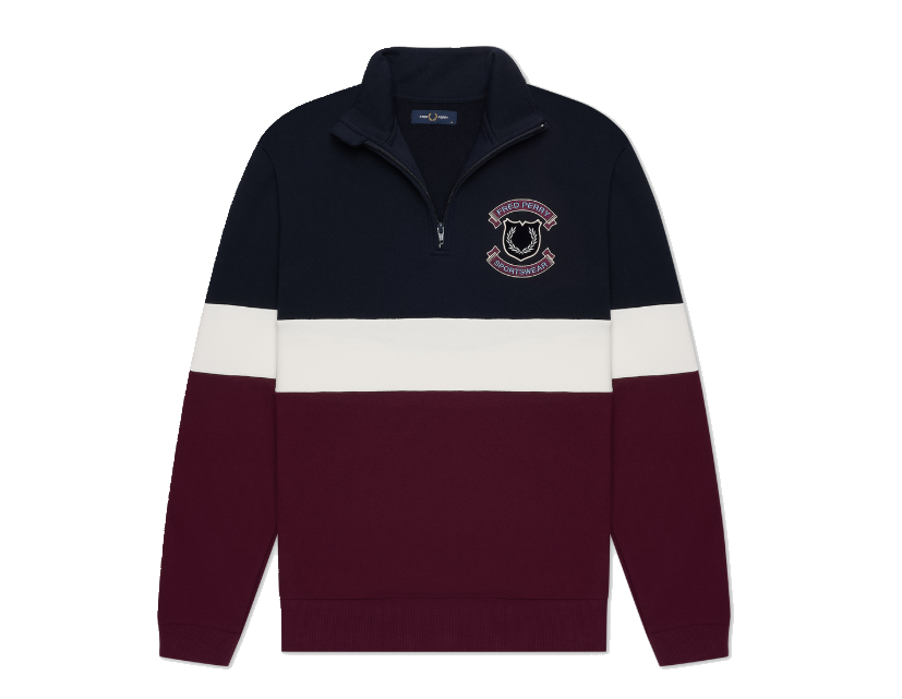 Fred Perry Embroidered Shield Half Zip Sweat Navy