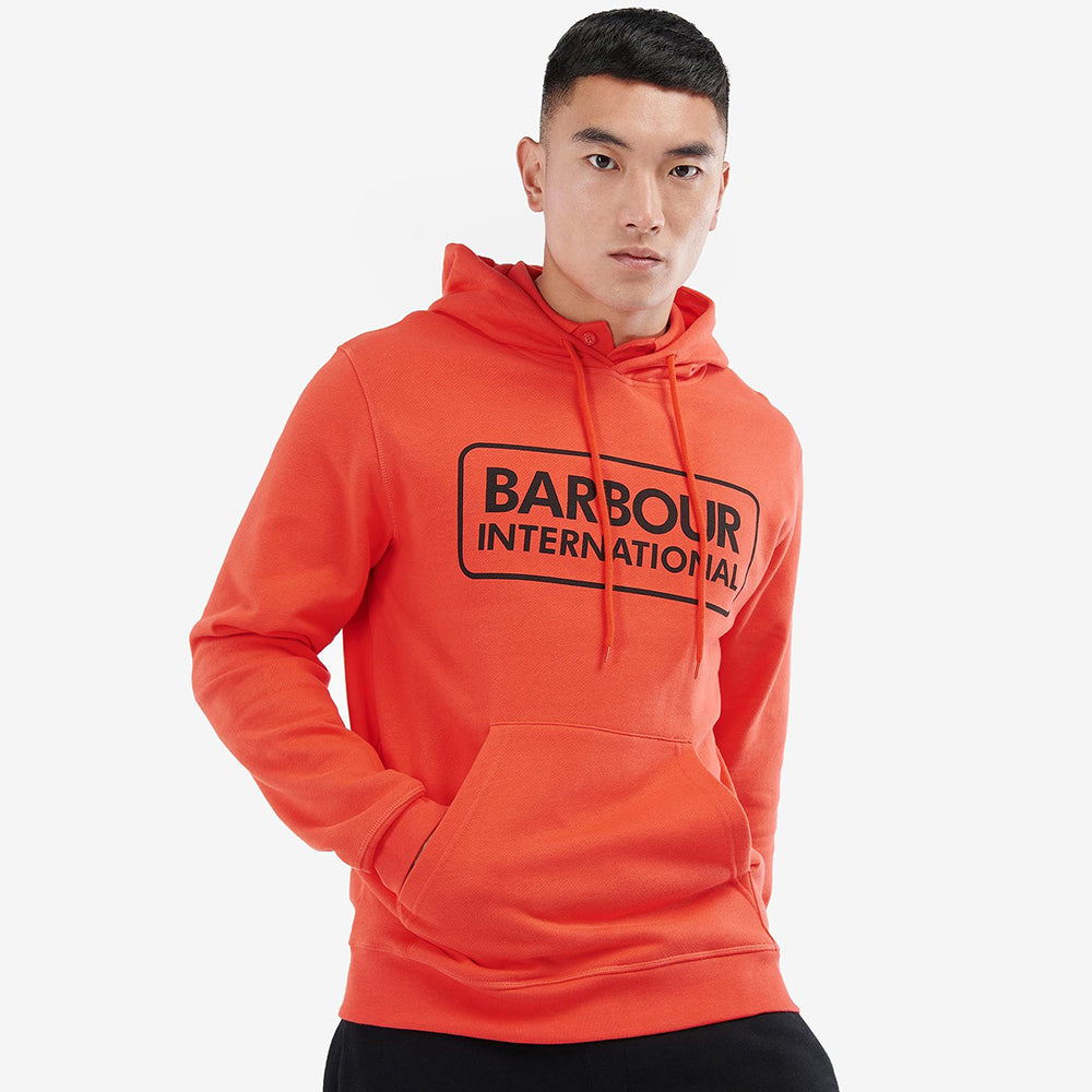 Barbour International Pop Over Hoodie Intense Orange