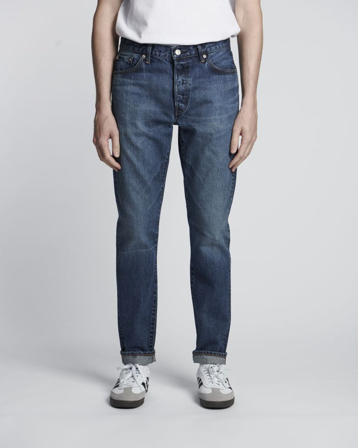 Edwin Slim Tapered Jeans L32 Blue Dark Used Made in Japan