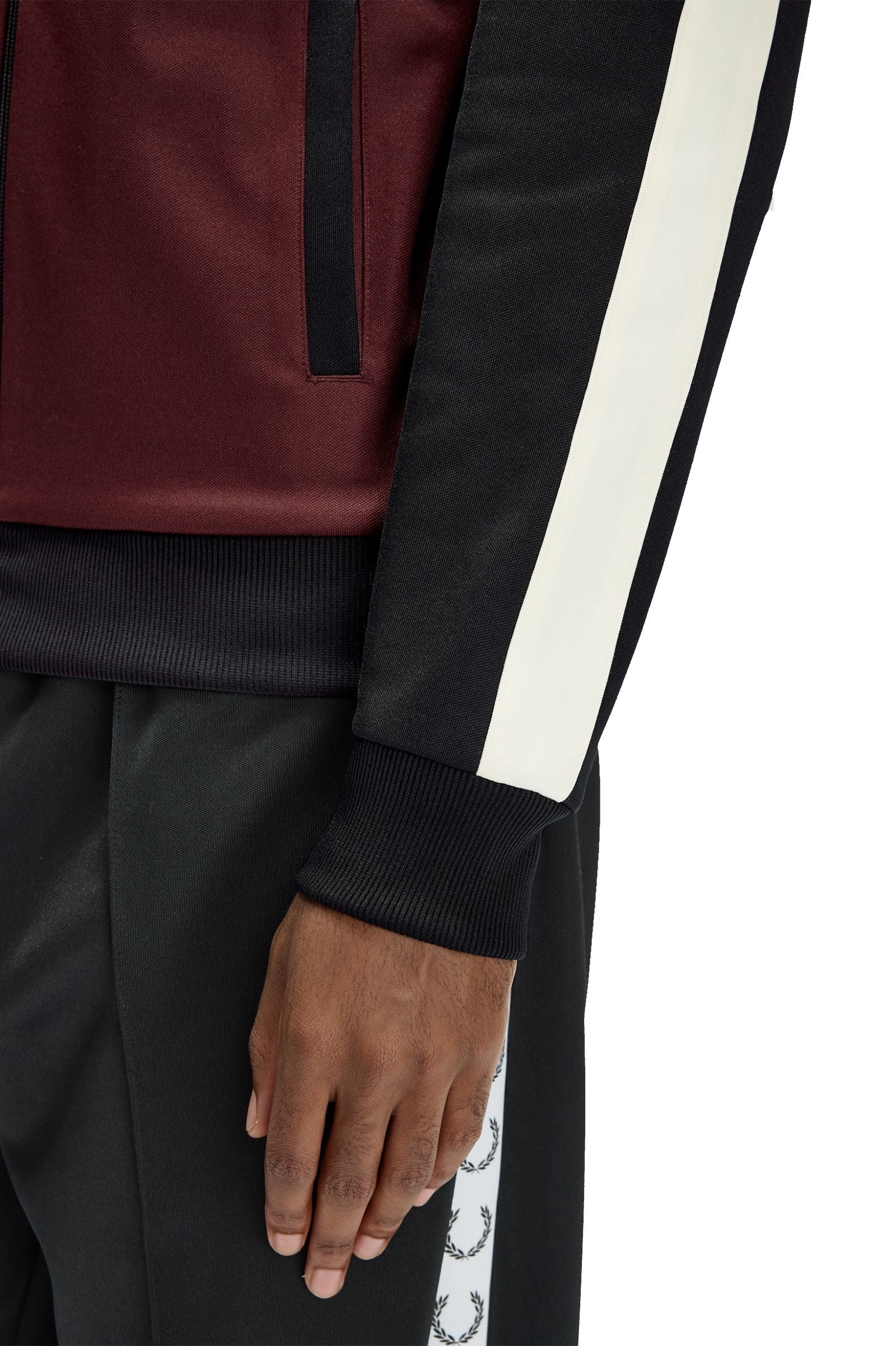 Fred Perry Contrast Sleeve Track Jacket Oxblood