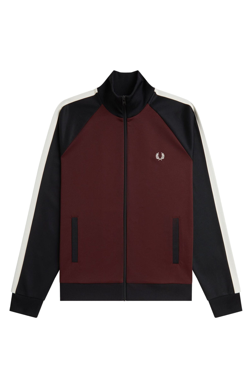 Fred Perry Contrast Sleeve Track Jacket Oxblood
