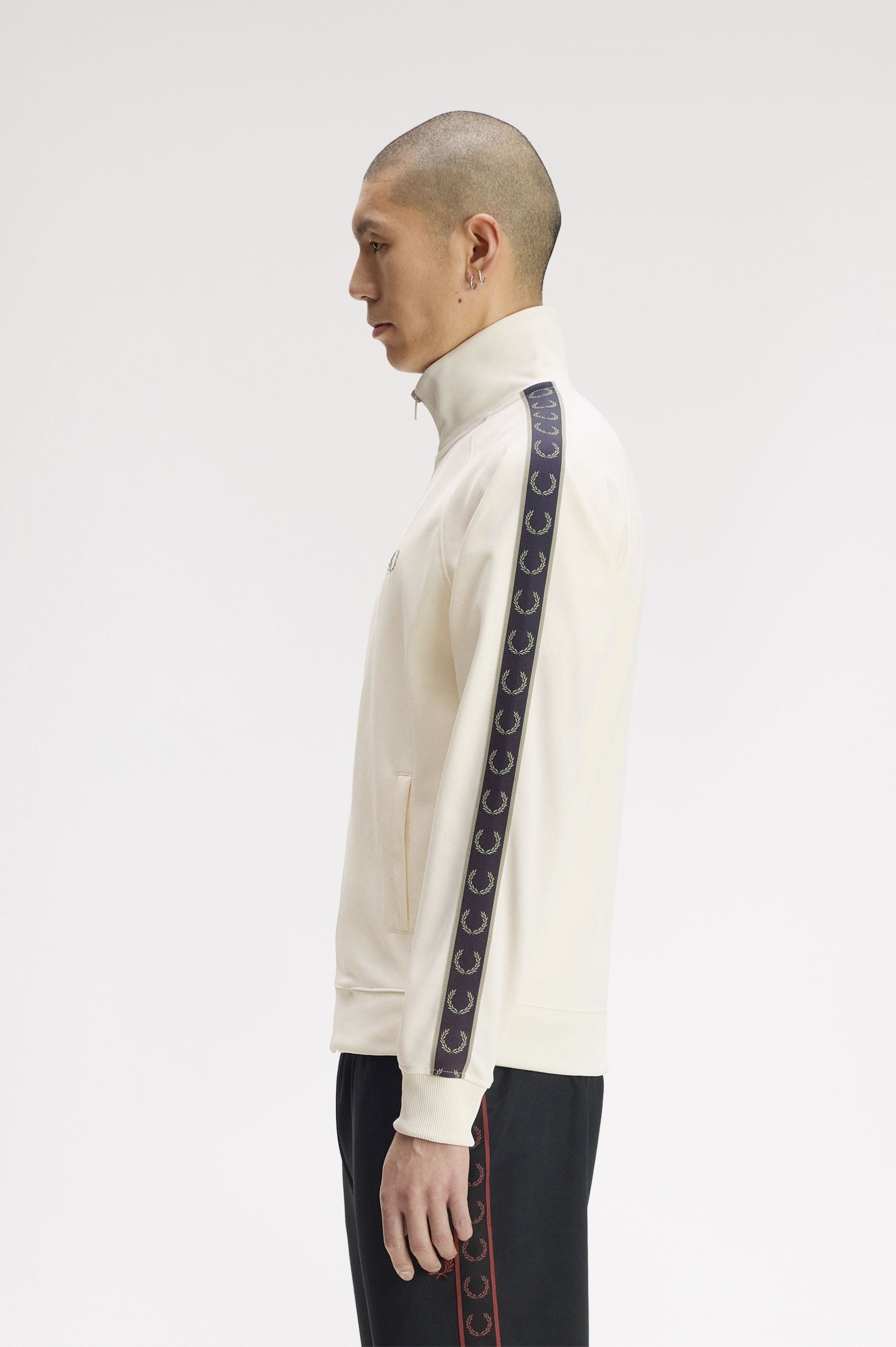 Fred Perry Contrast Tape Track Jacket J5557 Ecru
