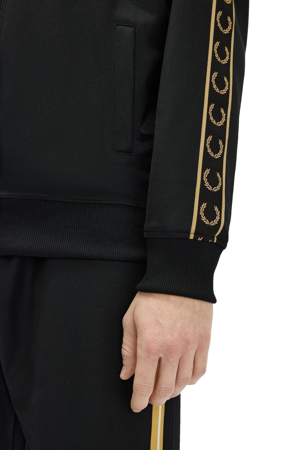 Fred Perry Contrast Tape Track Jacket Black / Champagne