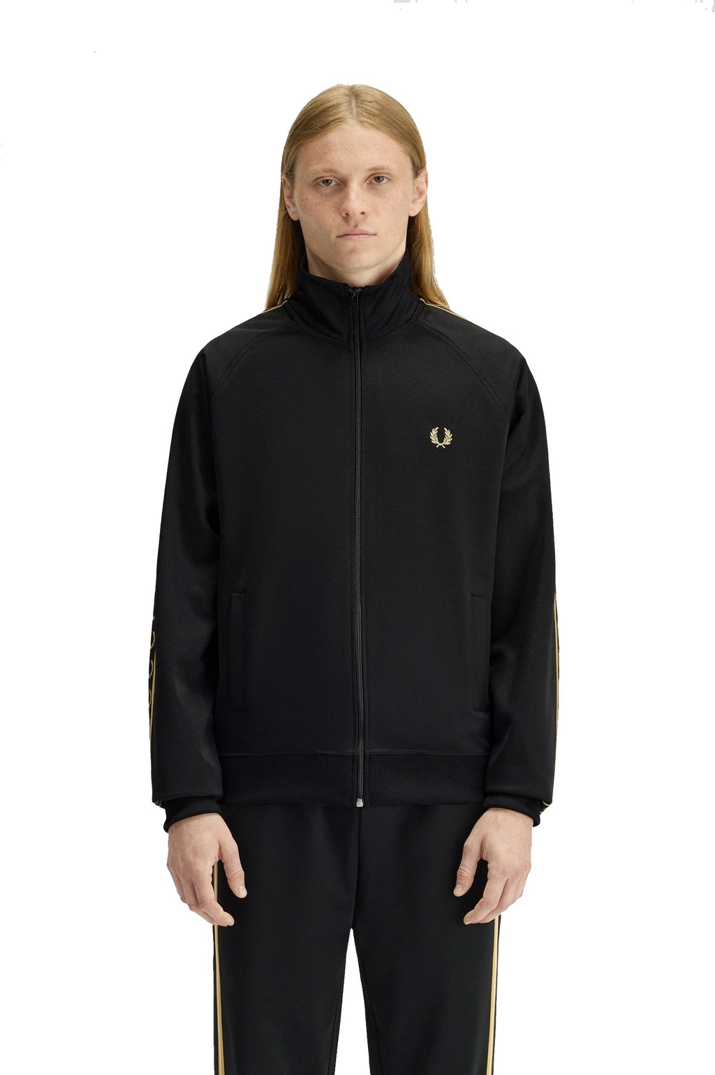 Fred Perry Contrast Tape Track Jacket Black / Champagne