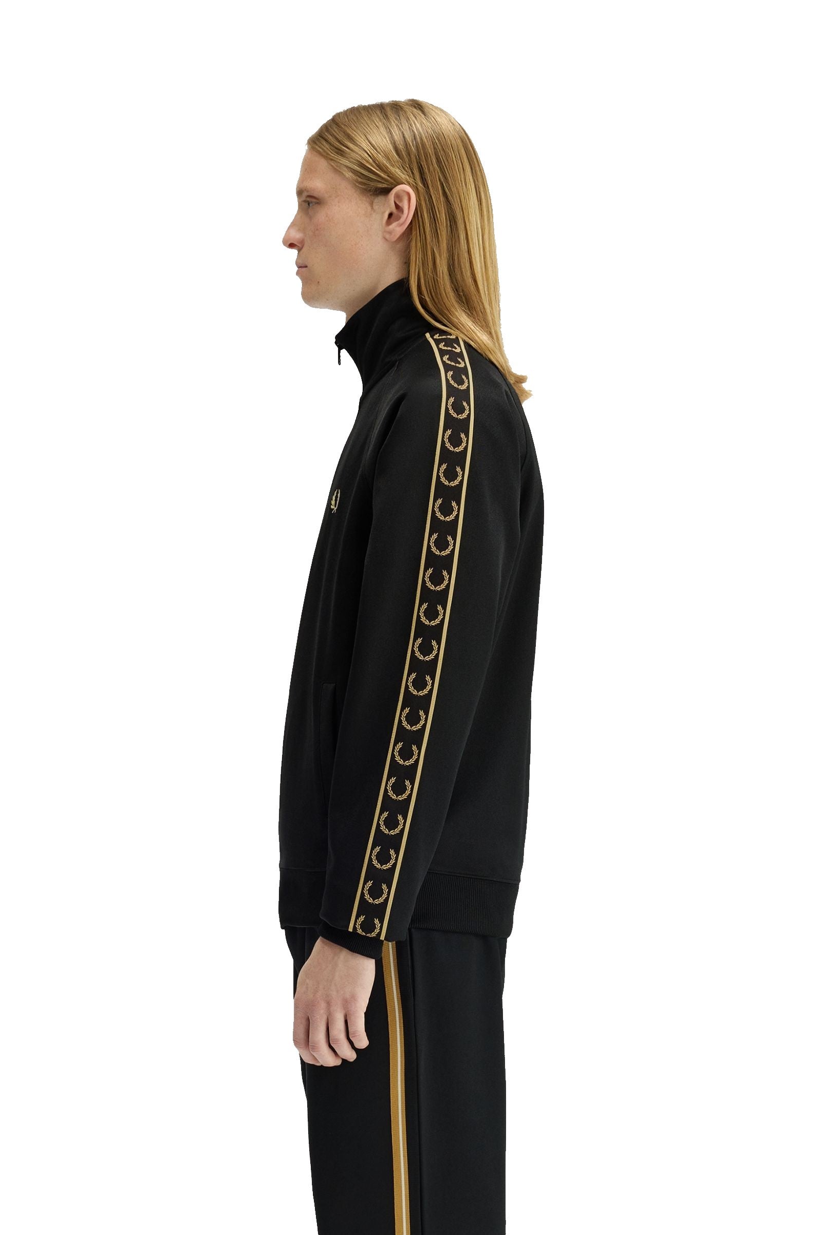 Fred Perry Contrast Tape Track Jacket Black / Champagne
