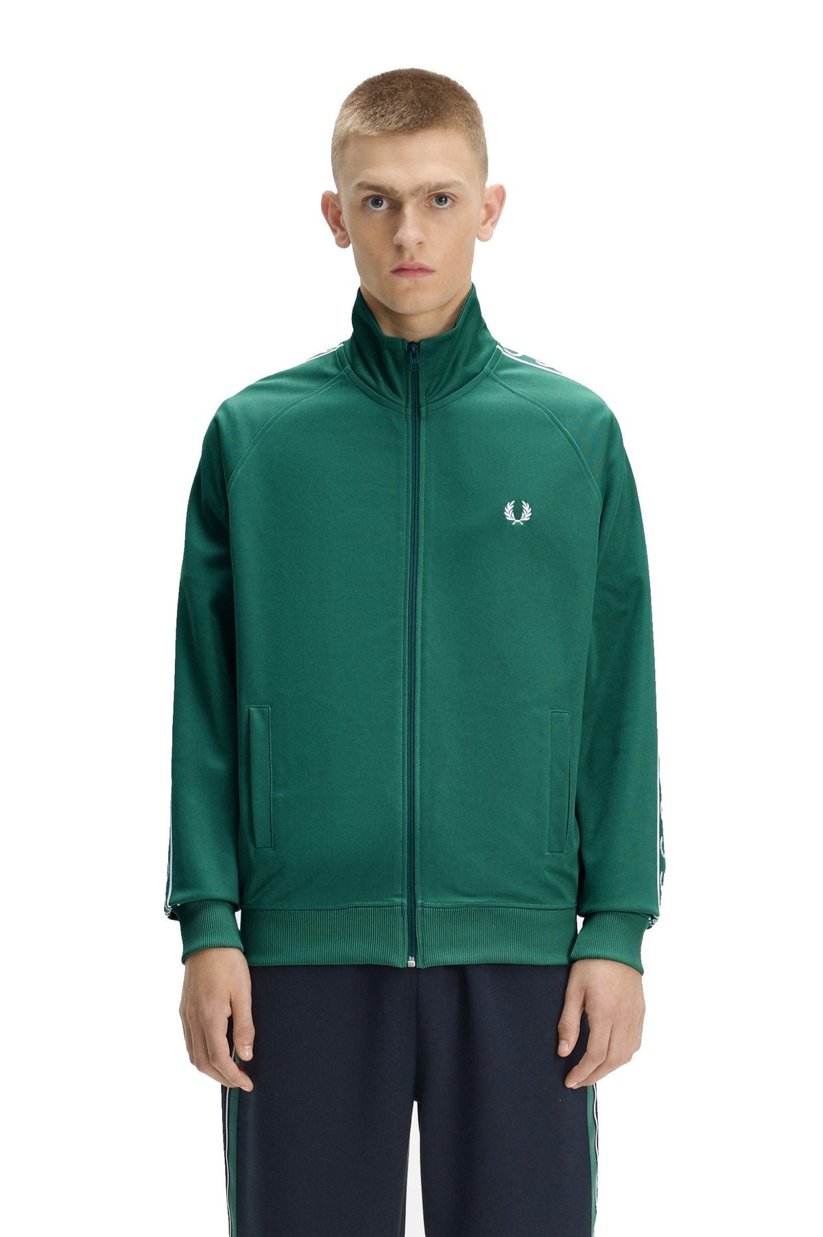 Fred Perry Contrast Tape Track Jacket Sport Green