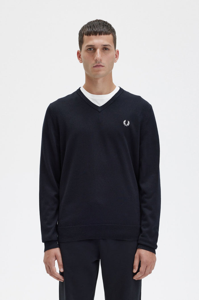 Fred Perry Classic V Neck Jumper Black