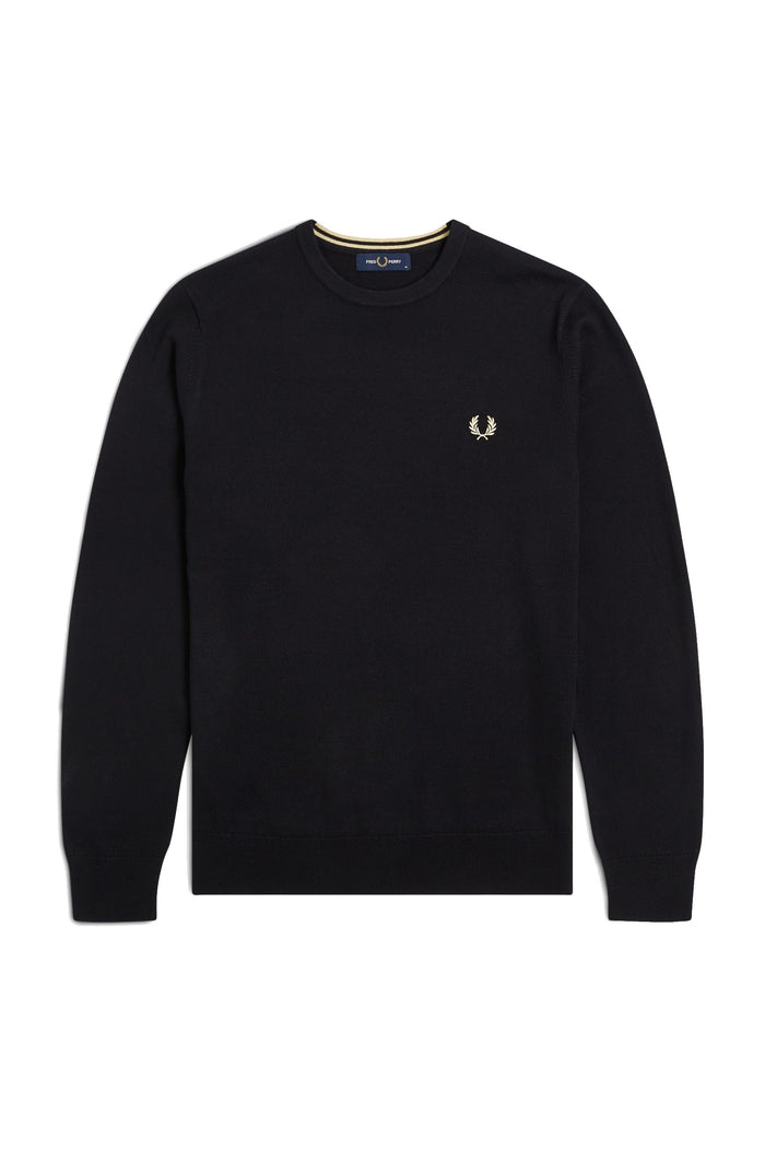 Fred Perry Classic Crew Neck Jumper Black / Yellow