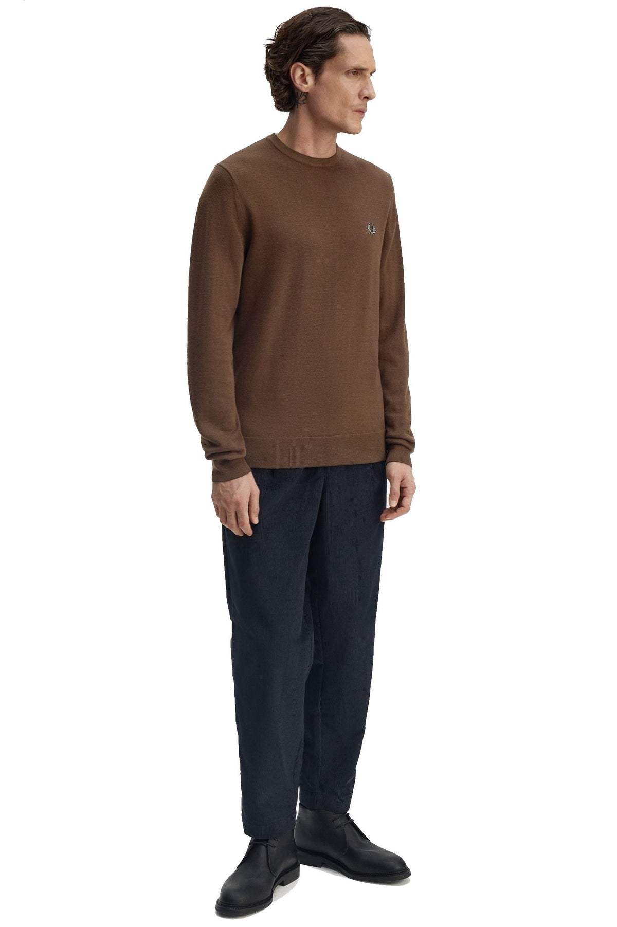 Fred Perry Classic Crew Neck Jumper Burnt Tobacco