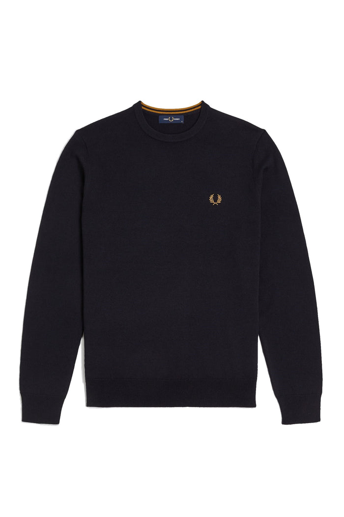 Fred Perry Classic Crew Neck Jumper Navy / Ocre