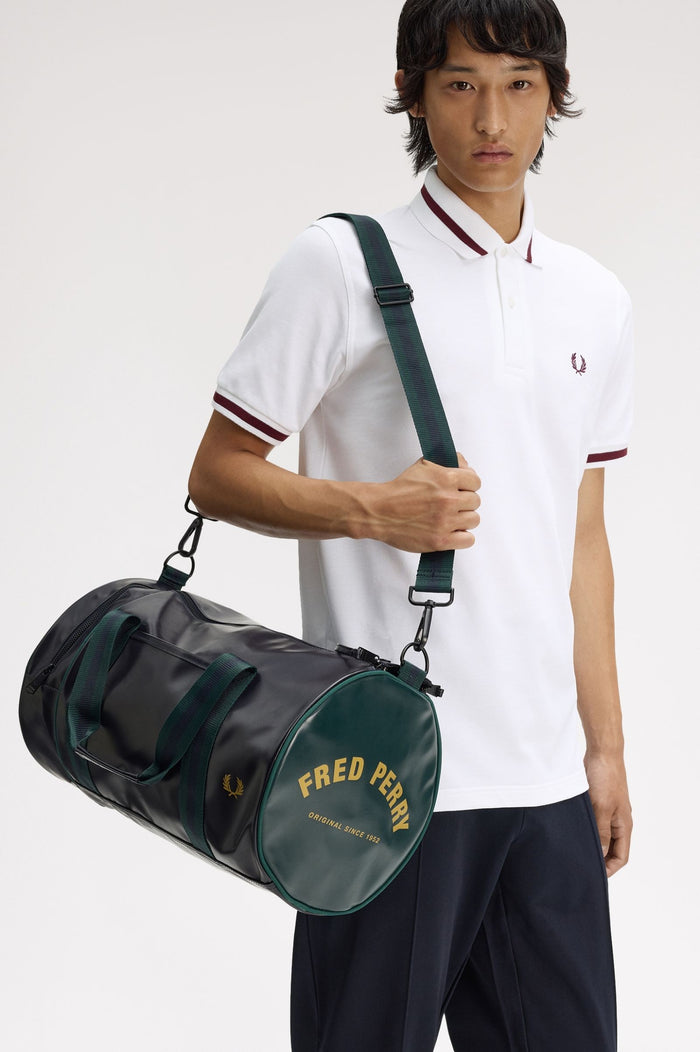 Fred Perry Classic Barrel Bag Navy / Grassroots