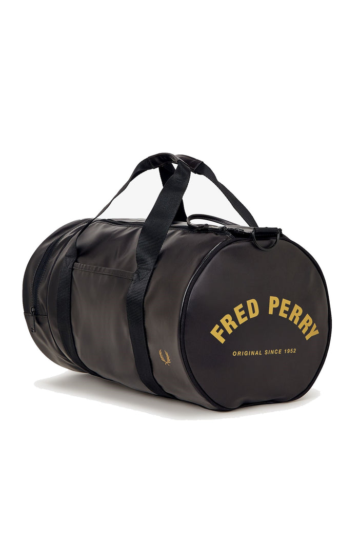 Fred Perry Tonal PU Barrel Bag Black / Gold