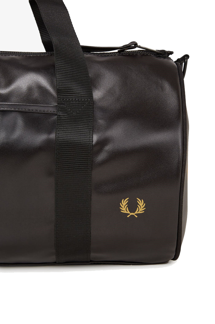 Fred Perry Tonal PU Barrel Bag Black / Gold