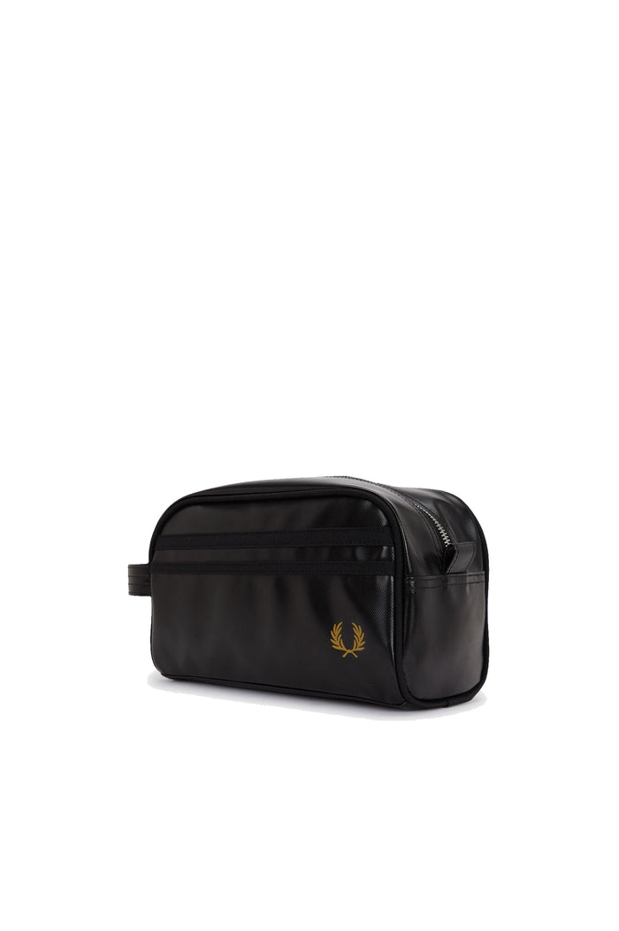 Fred Perry Coated Polyester Wash Bag Black / Gold