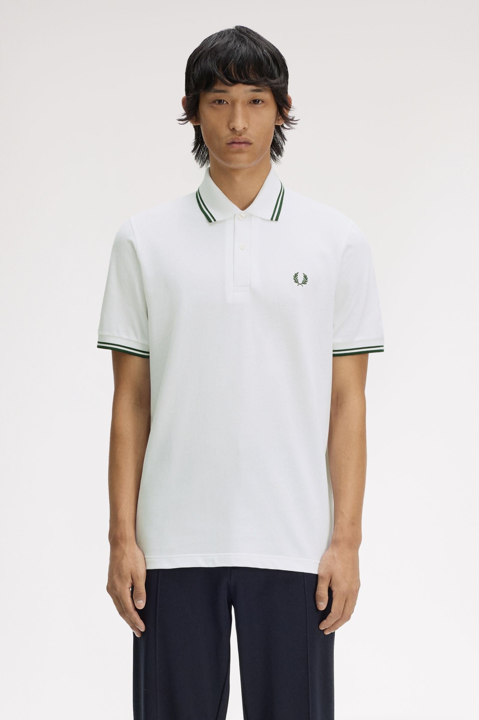 Fred Perry Reissues Original Twin Tipped Polo White / Tartan Green / Tartan Green