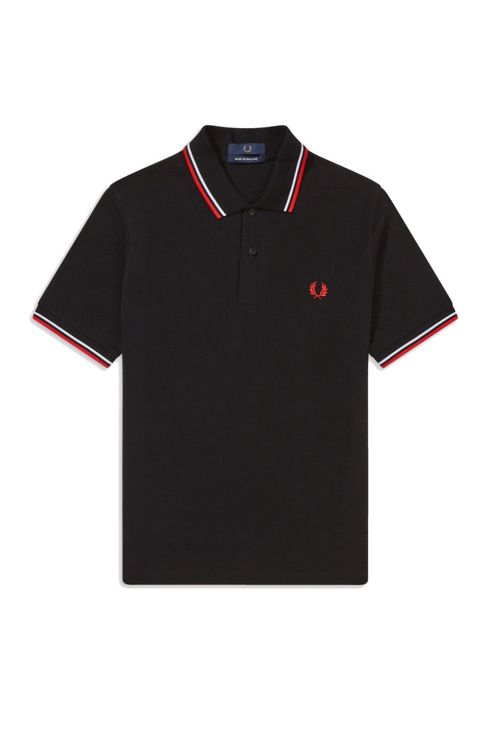 Fred Perry Reissues Original Twin Tipped Polo Black White Bright Red
